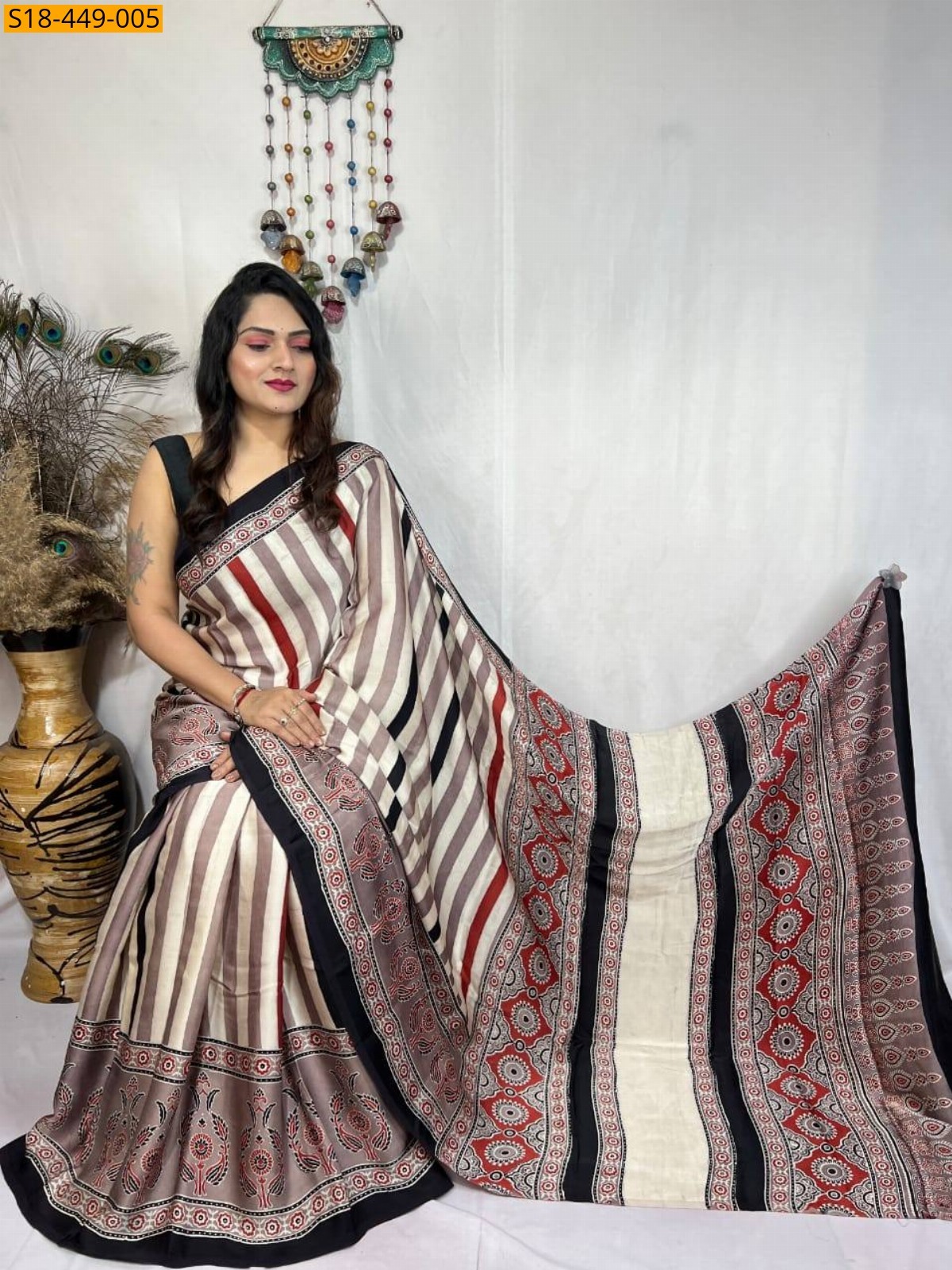 Beige Fancy Semi Gajji Silk saree