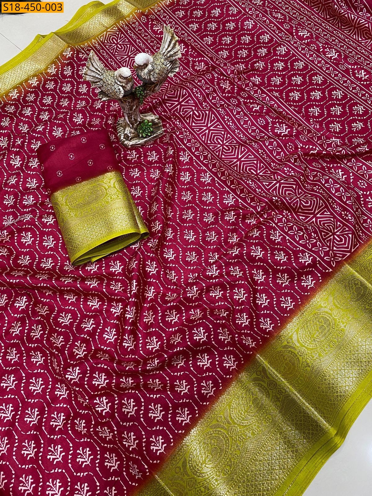 Maroon Fancy soft Dola silk saree