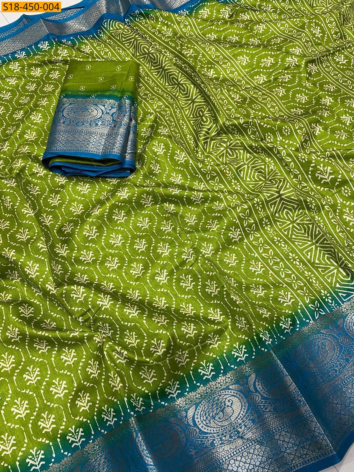 Green Fancy soft Dola silk saree