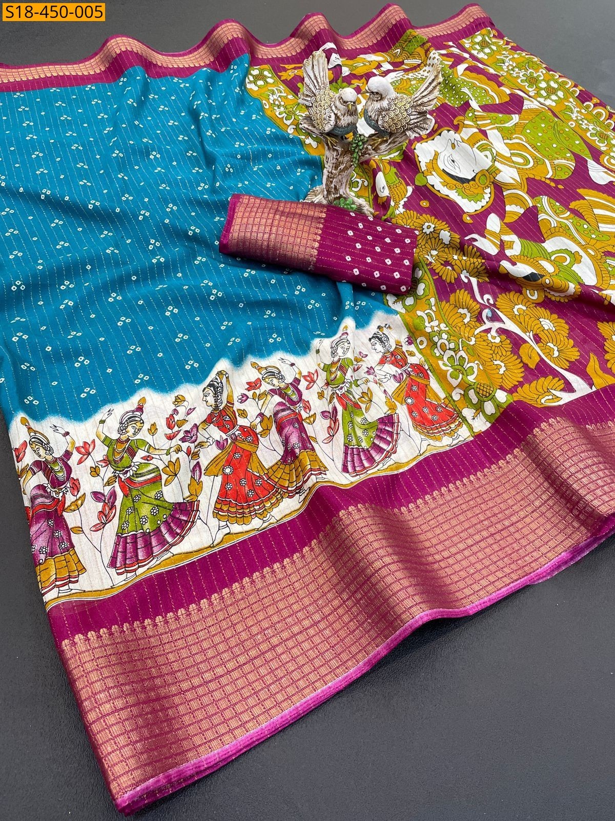 Blue Fancy soft Dola silk saree