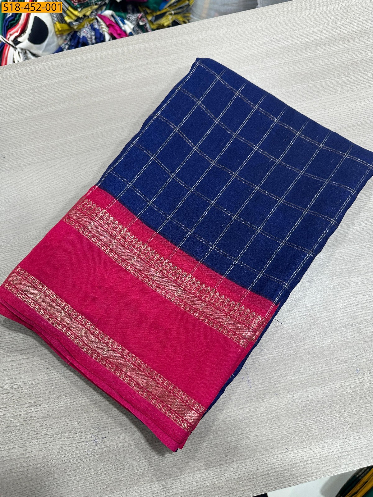 Navy Blue Fancy Mysore Silk Saree