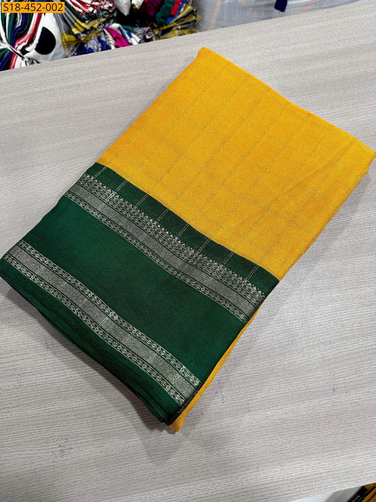 Yellow Fancy Mysore Silk Saree