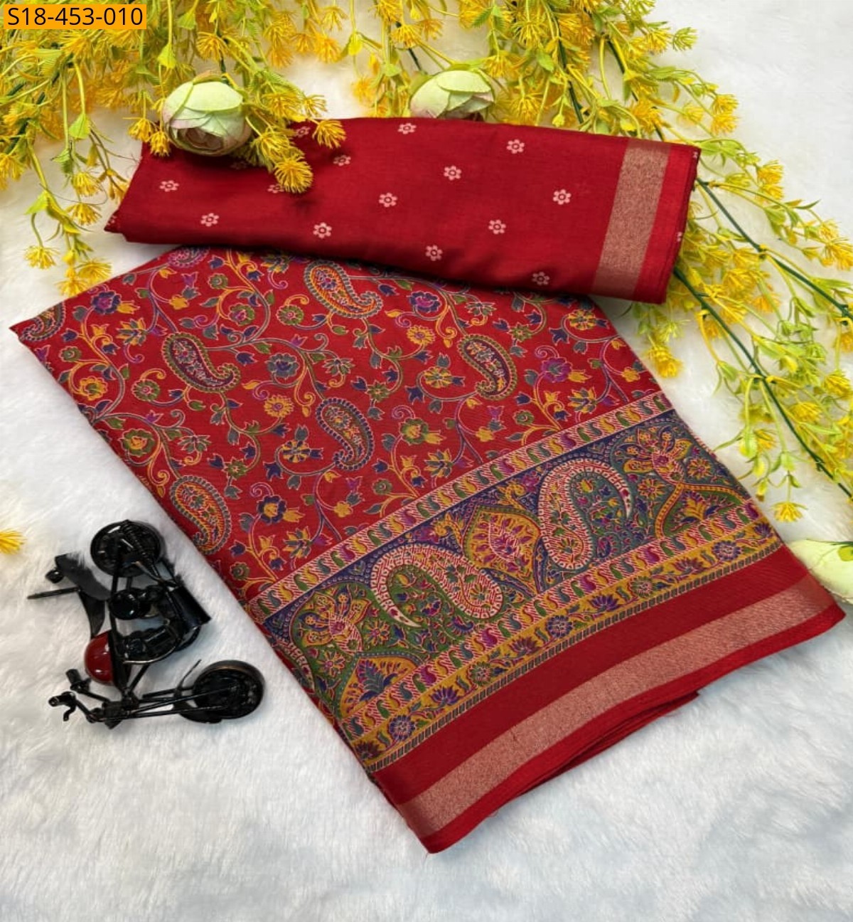 Red Fancy Mul Mul Cotton Silk Saree