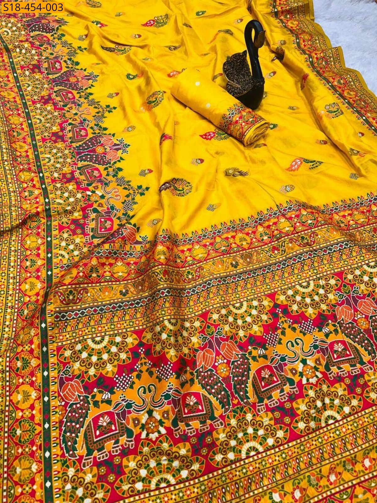 Yellow Fancy Rajwadi Pashmina Silk Saree