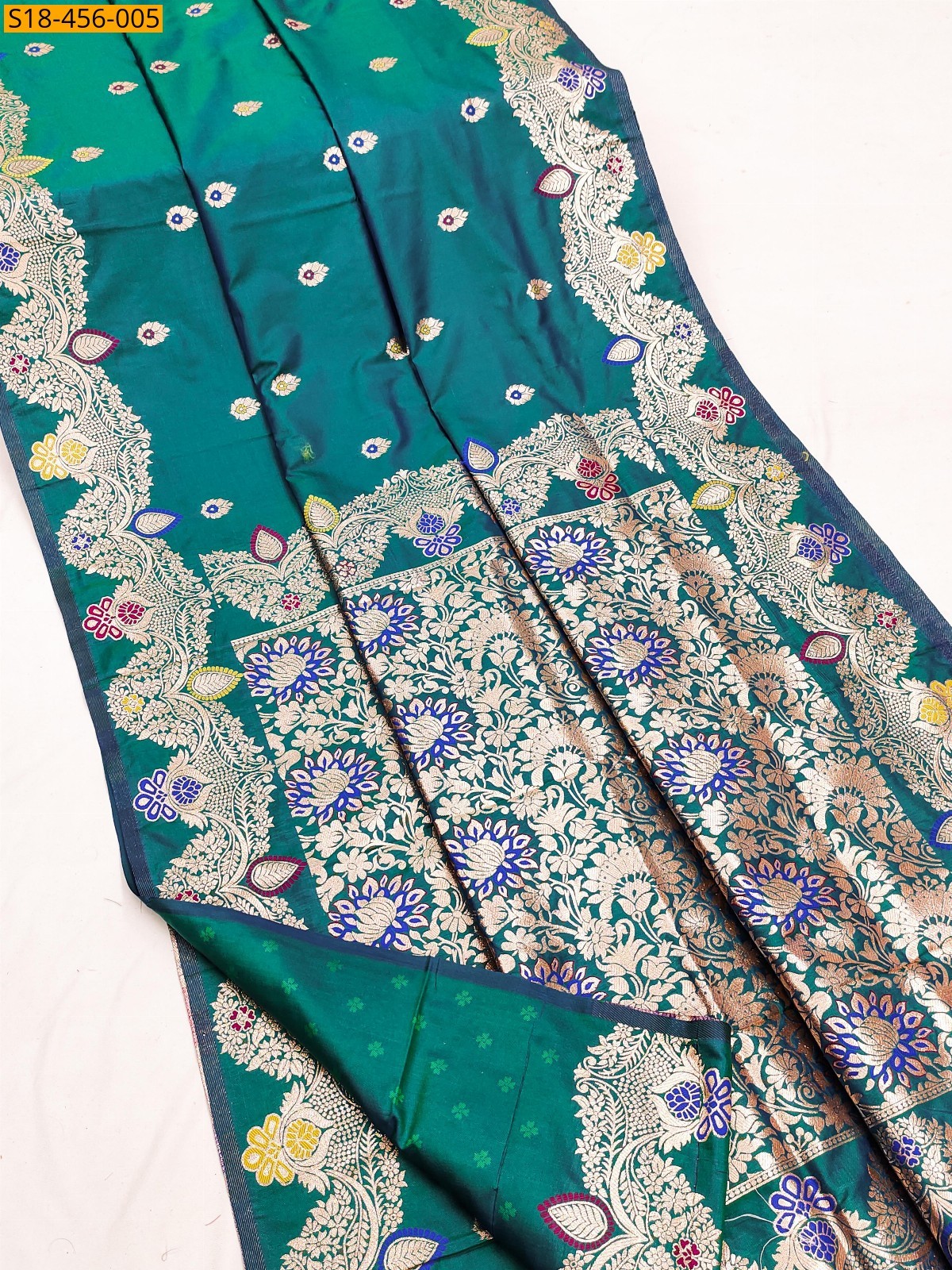 Rama Green Fancy Banarasi Silk Saree