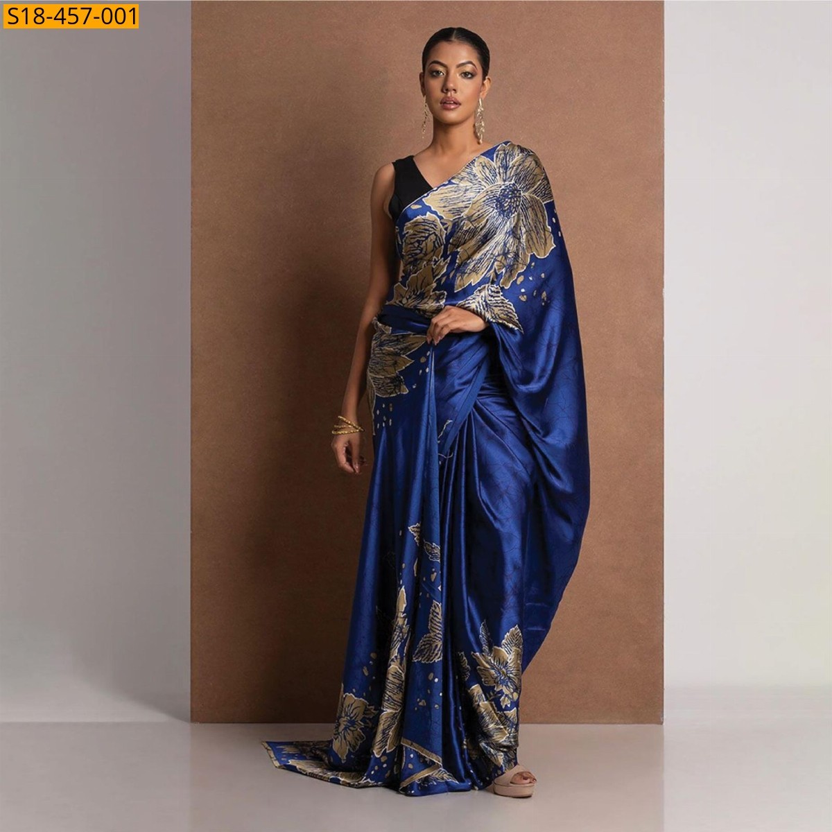 Navy Blue Fancy Japan Satin saree