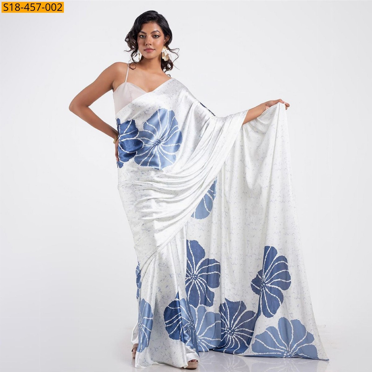 White Fancy Japan Satin saree