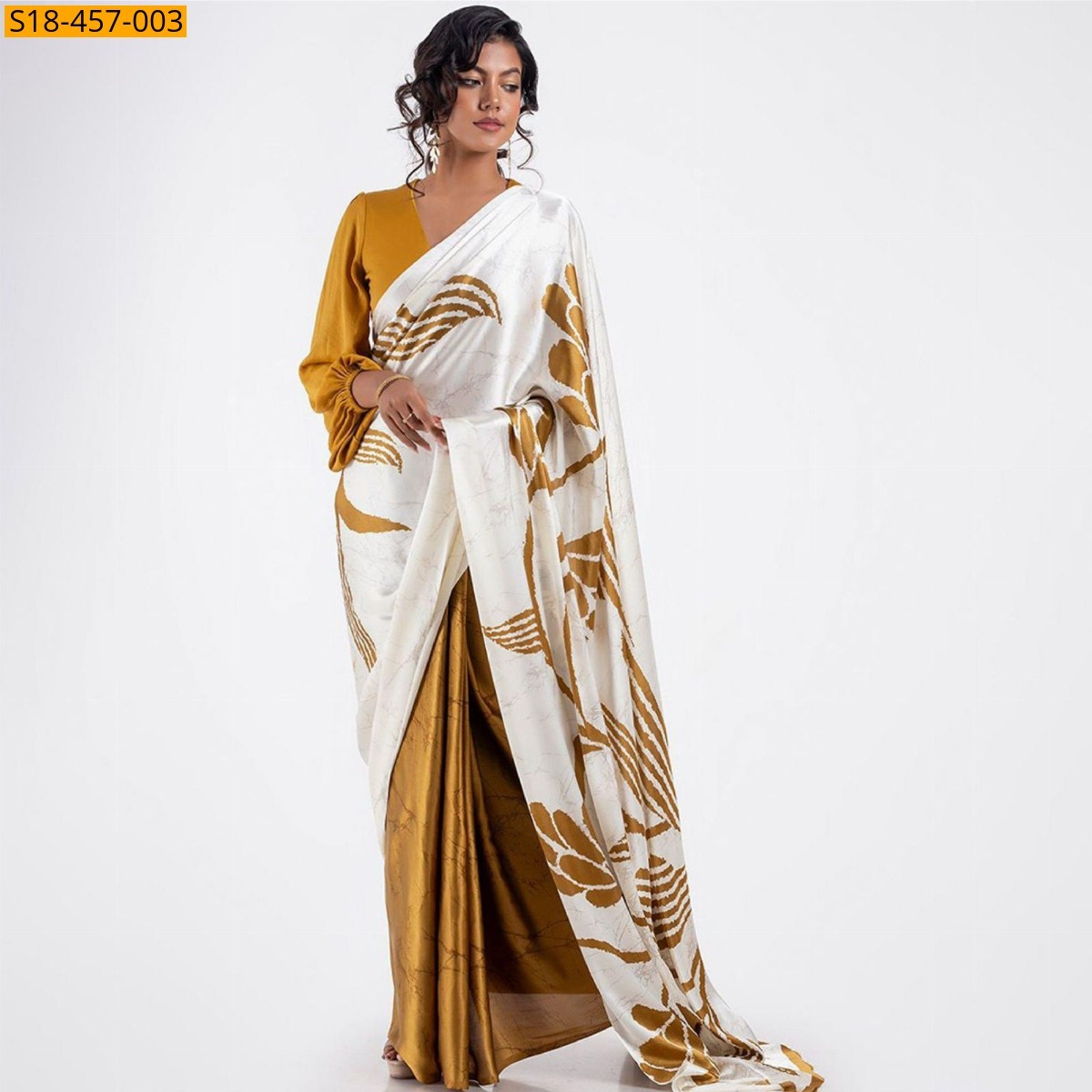 White Fancy Japan Satin saree
