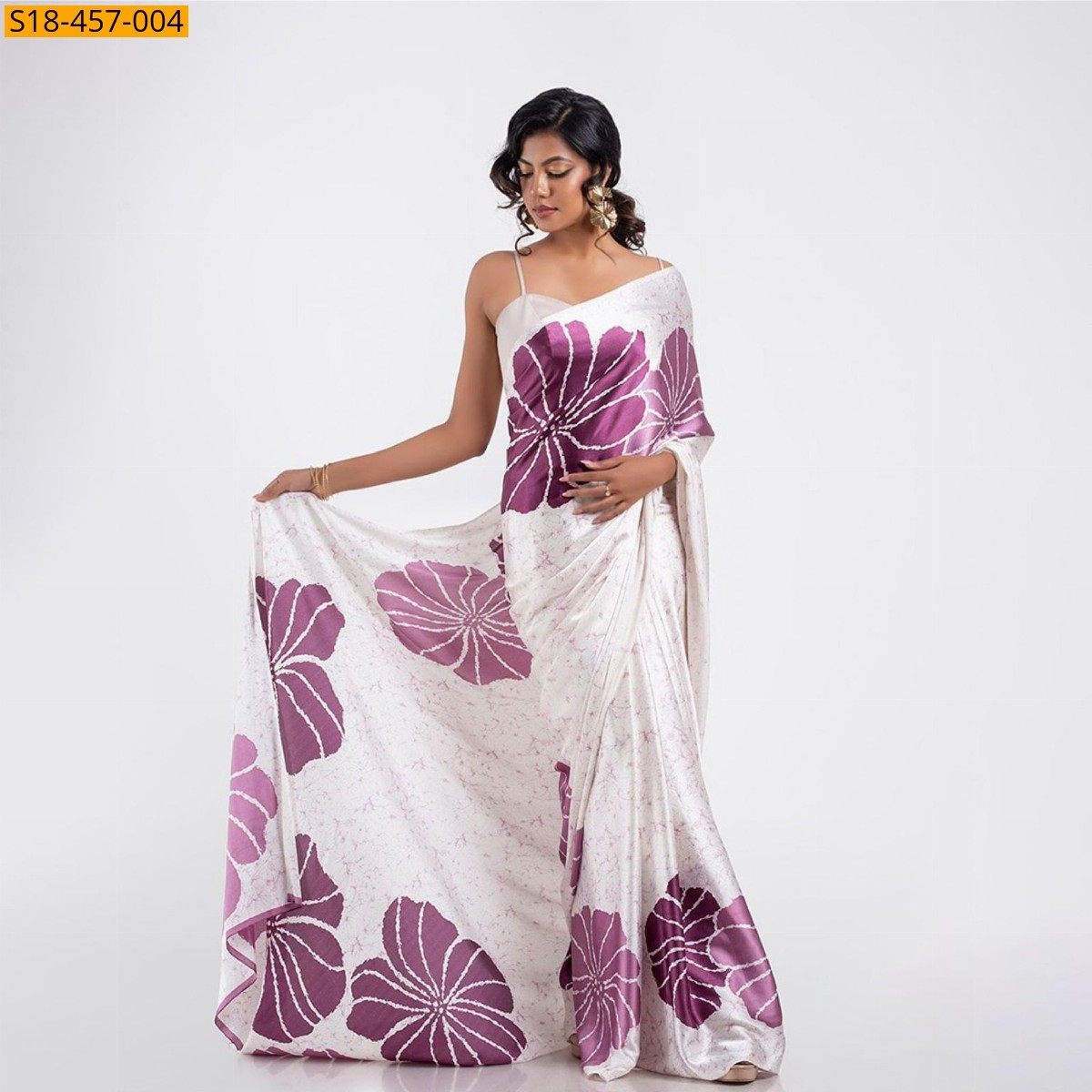 White Fancy Japan Satin saree