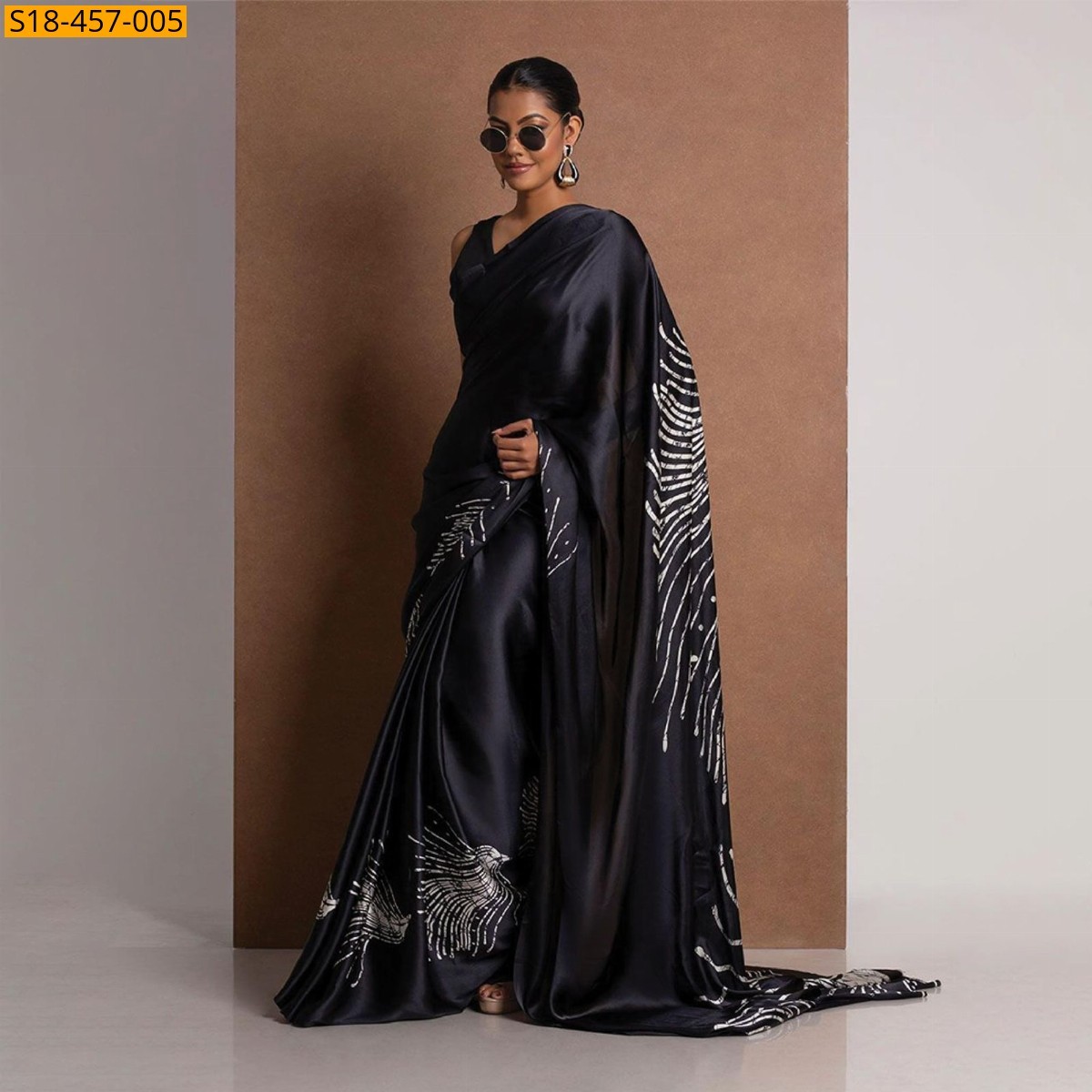 Black Fancy Japan Satin saree