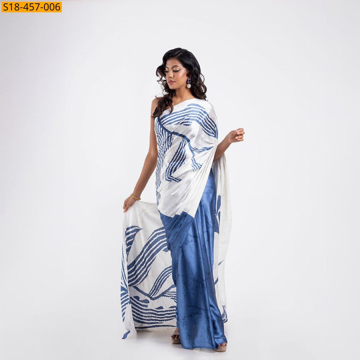 White Fancy Japan Satin saree