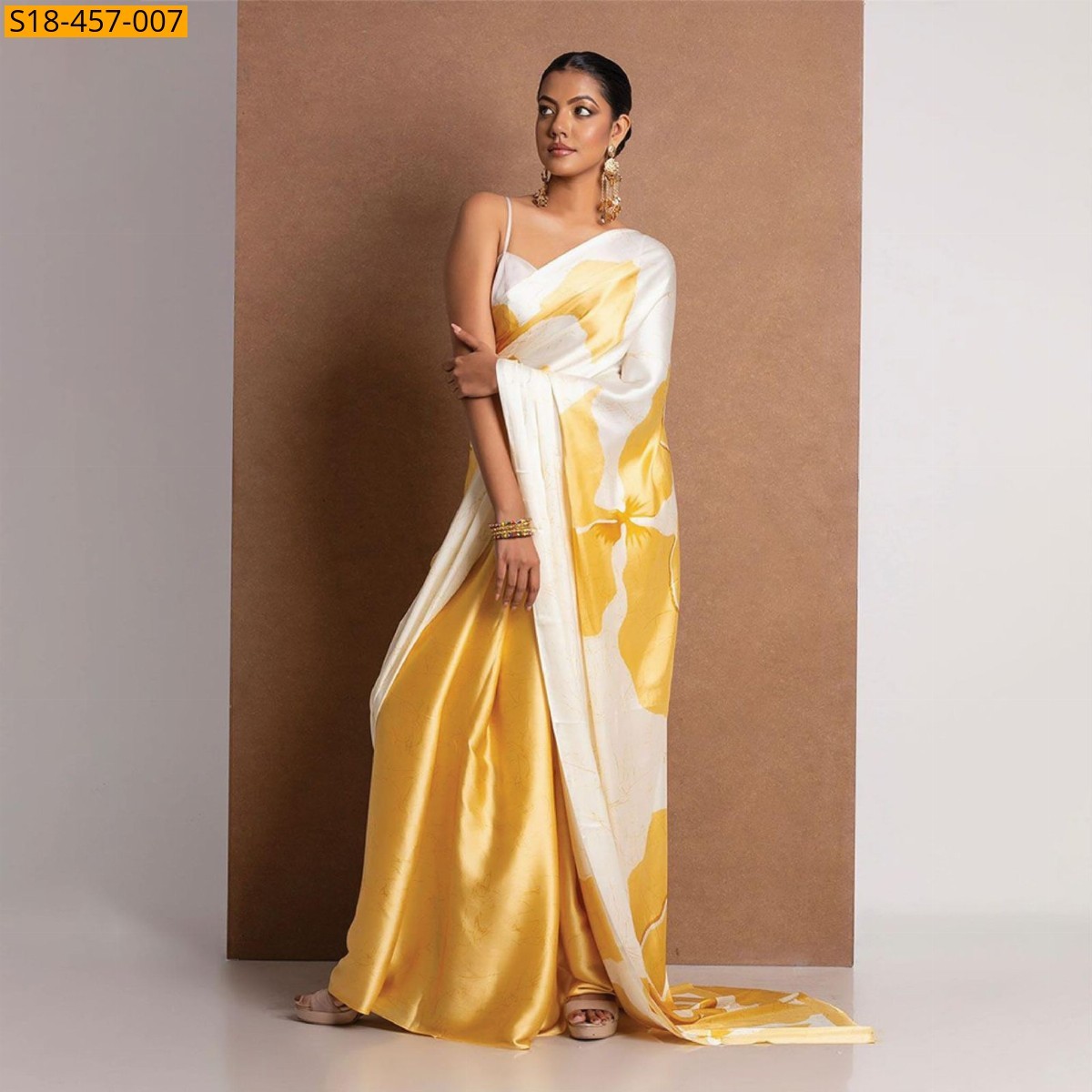 White Fancy Japan Satin saree