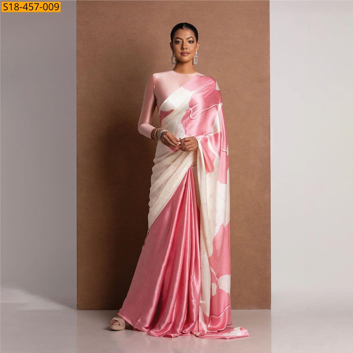 White Fancy Japan Satin saree