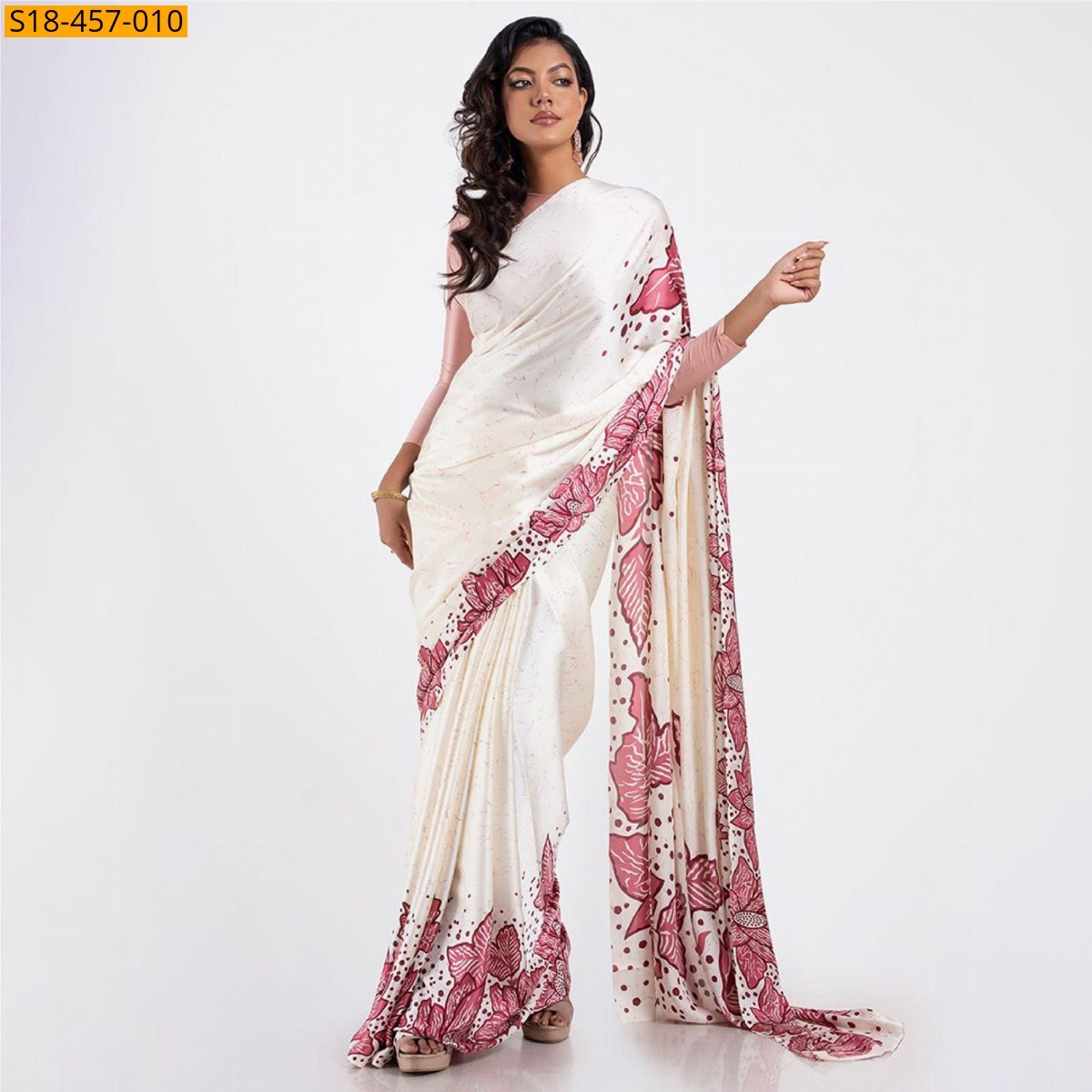 White Fancy Japan Satin saree