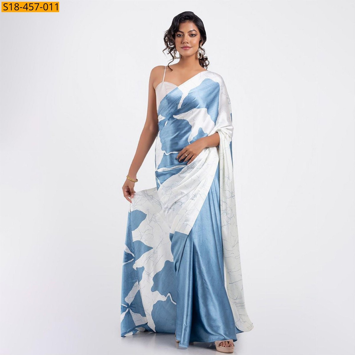 White Fancy Japan Satin saree