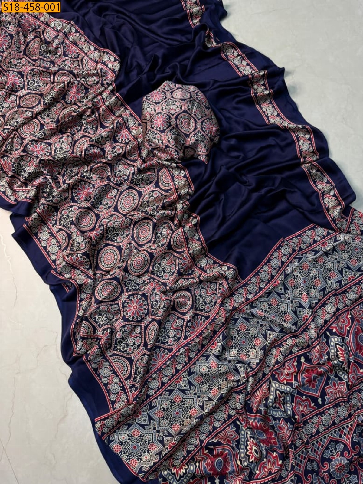 Navy Blue Fancy Satin Silk Saree