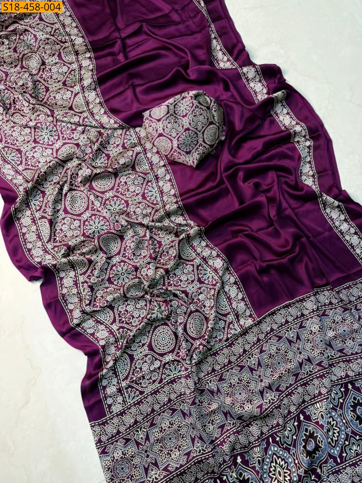 Wine Fancy Satin Silk Saree