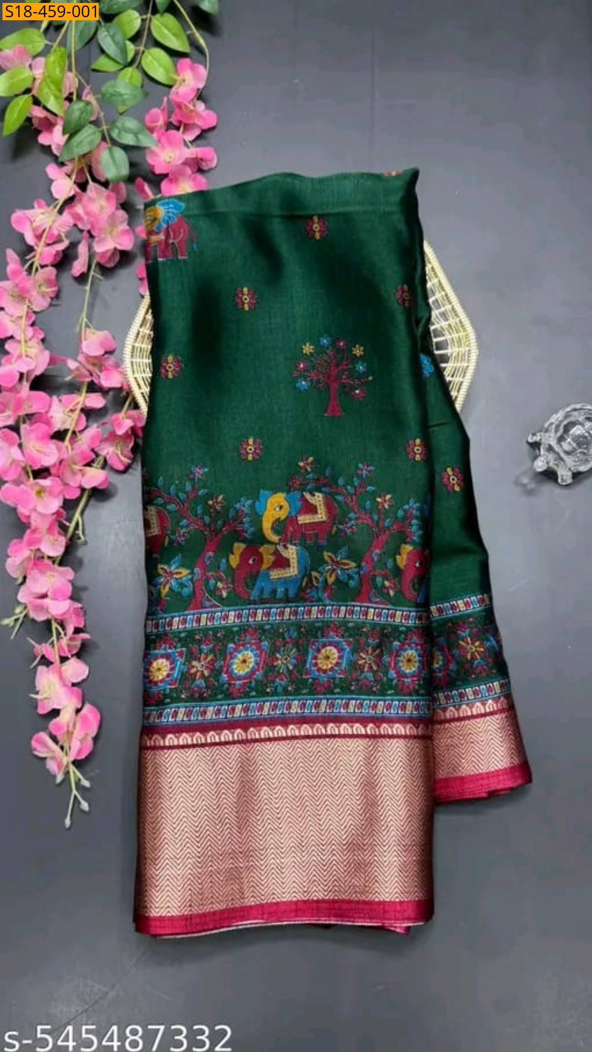 Green Fancy Dola Silk Saree