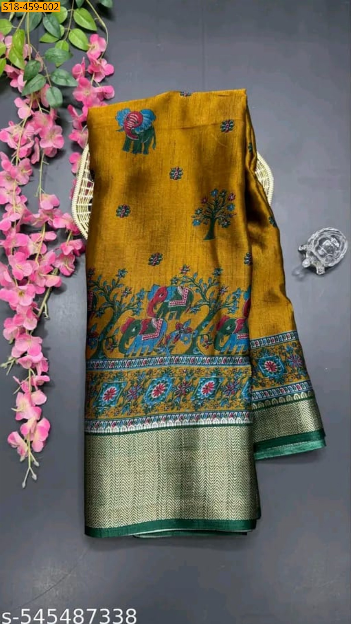 Mustard Fancy Dola Silk Saree