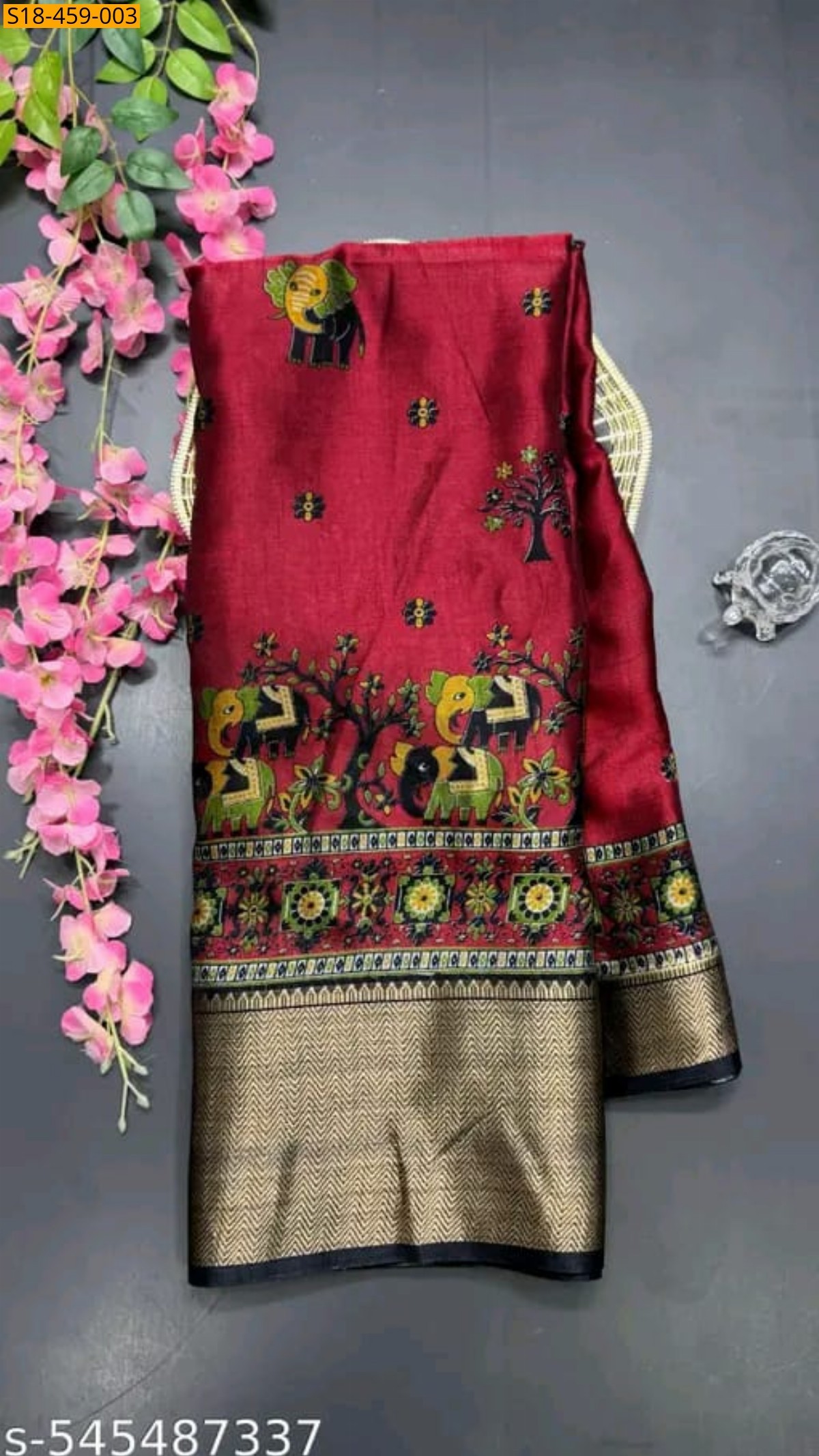 Red Fancy Dola Silk Saree