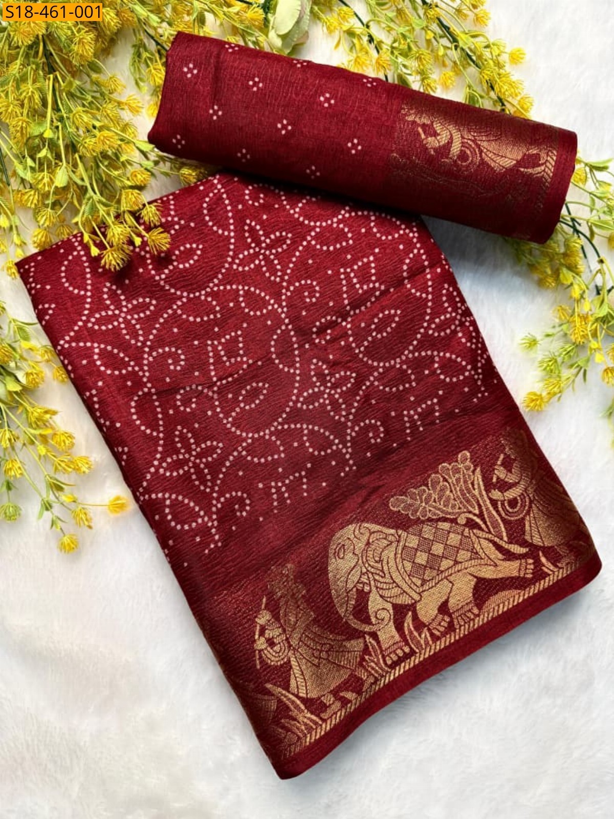 Red Fancy Dola Silk Saree