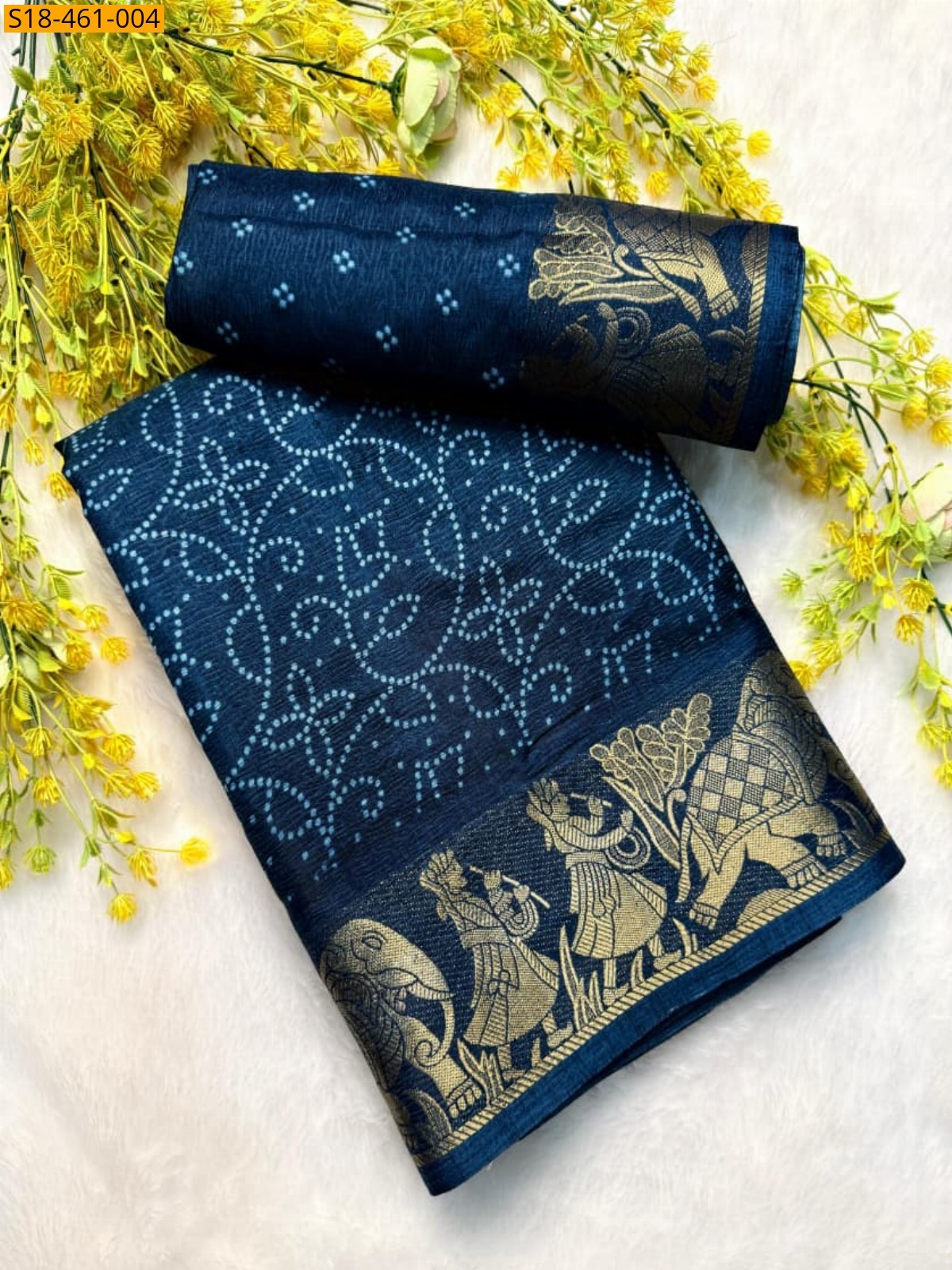 Peacock Blue Fancy Dola Silk Saree