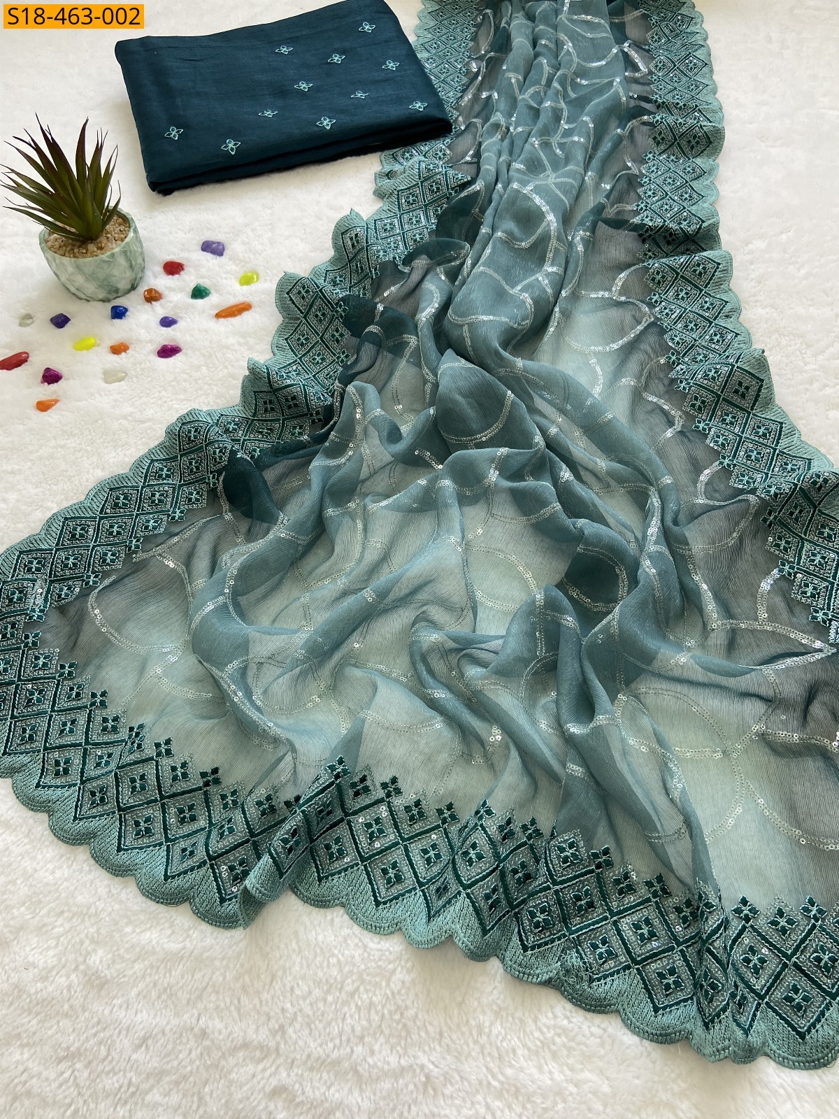 Green Fancy  Shimmer Sitara Saree