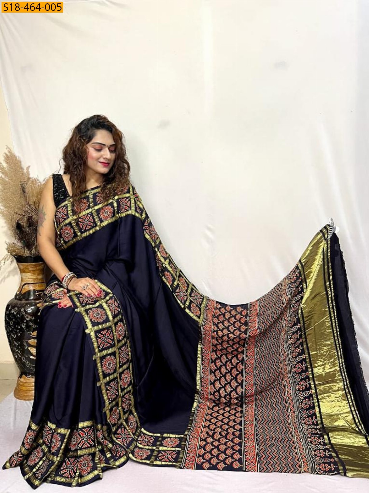 Navy Blue Pure Soft Silk saree