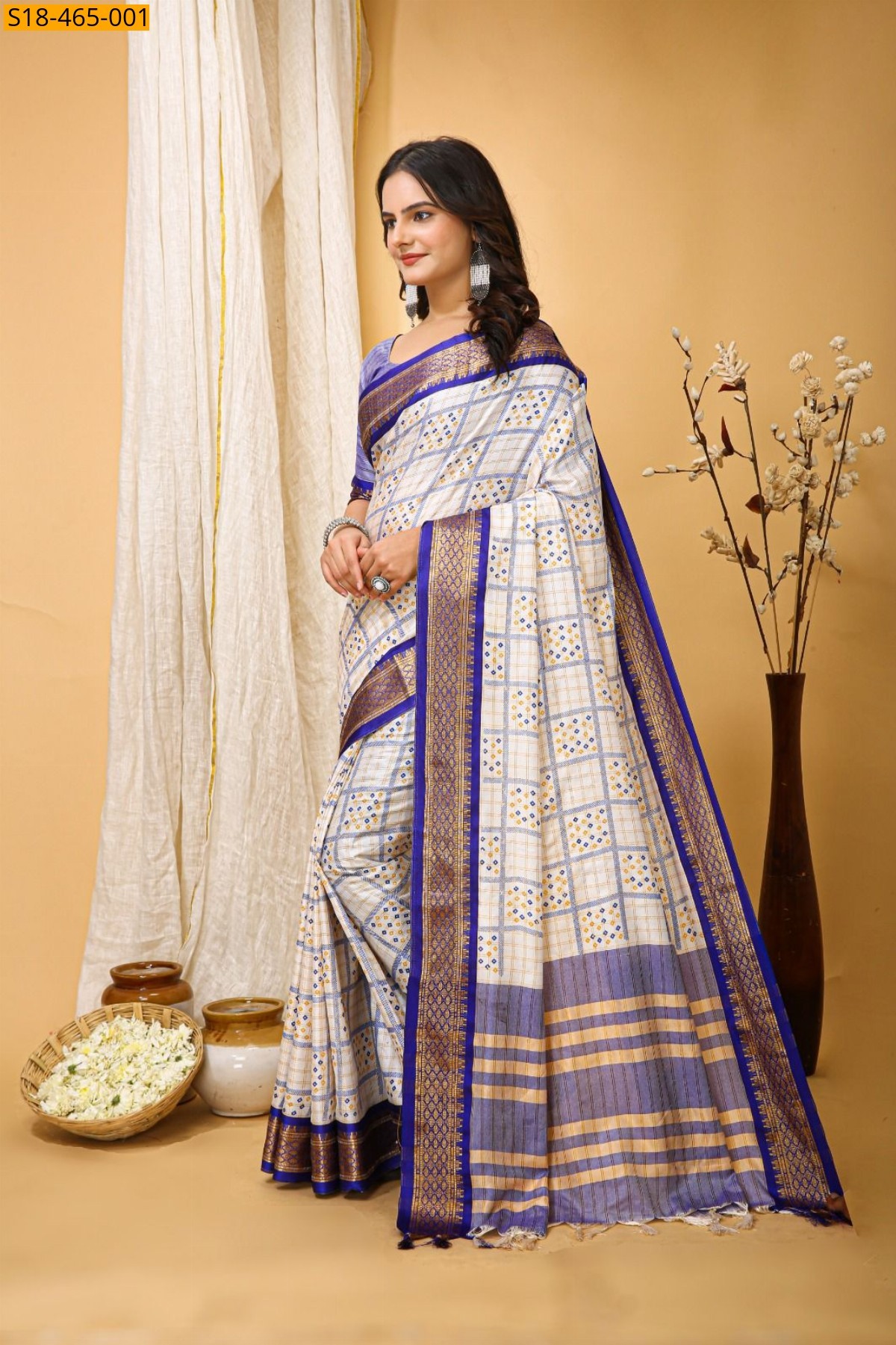 Blue Fancy Cotton Silk Saree