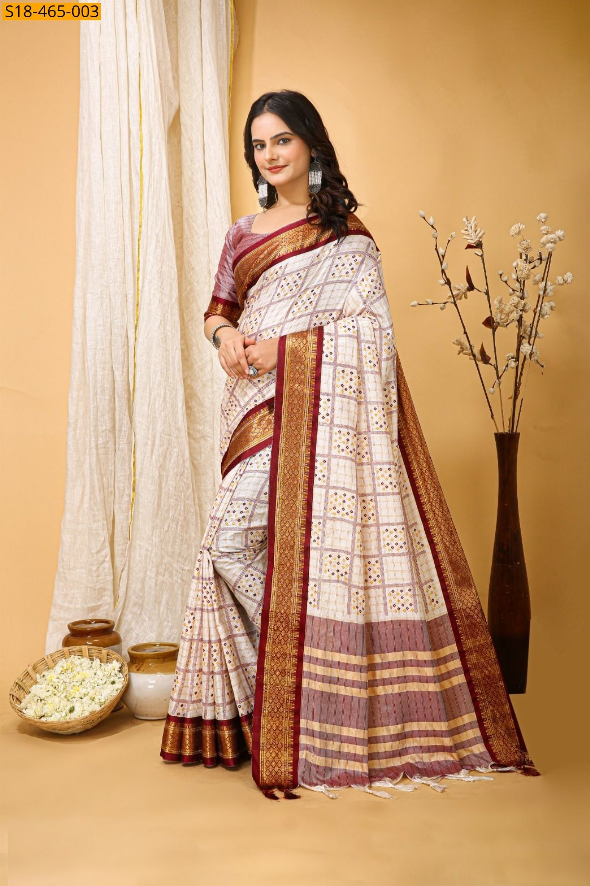 Maroon Fancy Cotton Silk Saree