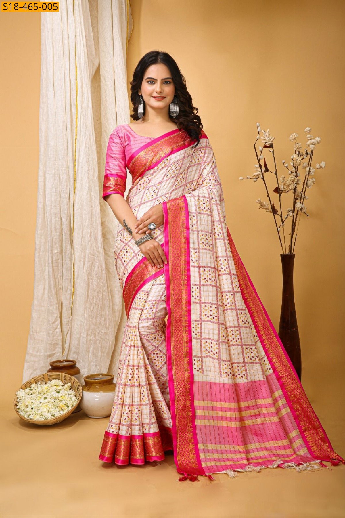 Pink Fancy Cotton Silk Saree