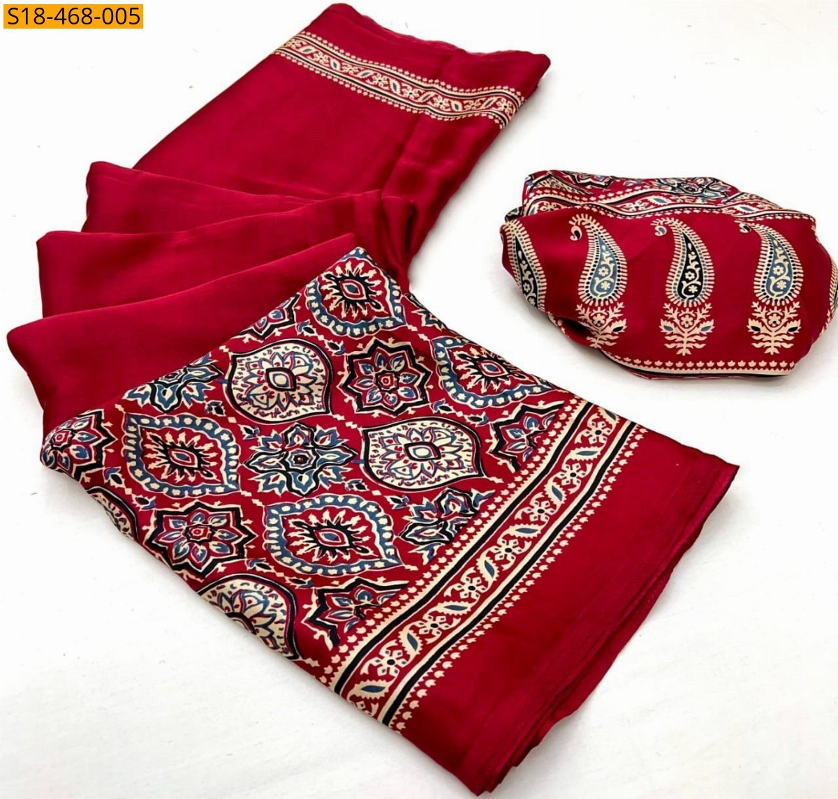 Red Fancy Semi Gajji Silk saree