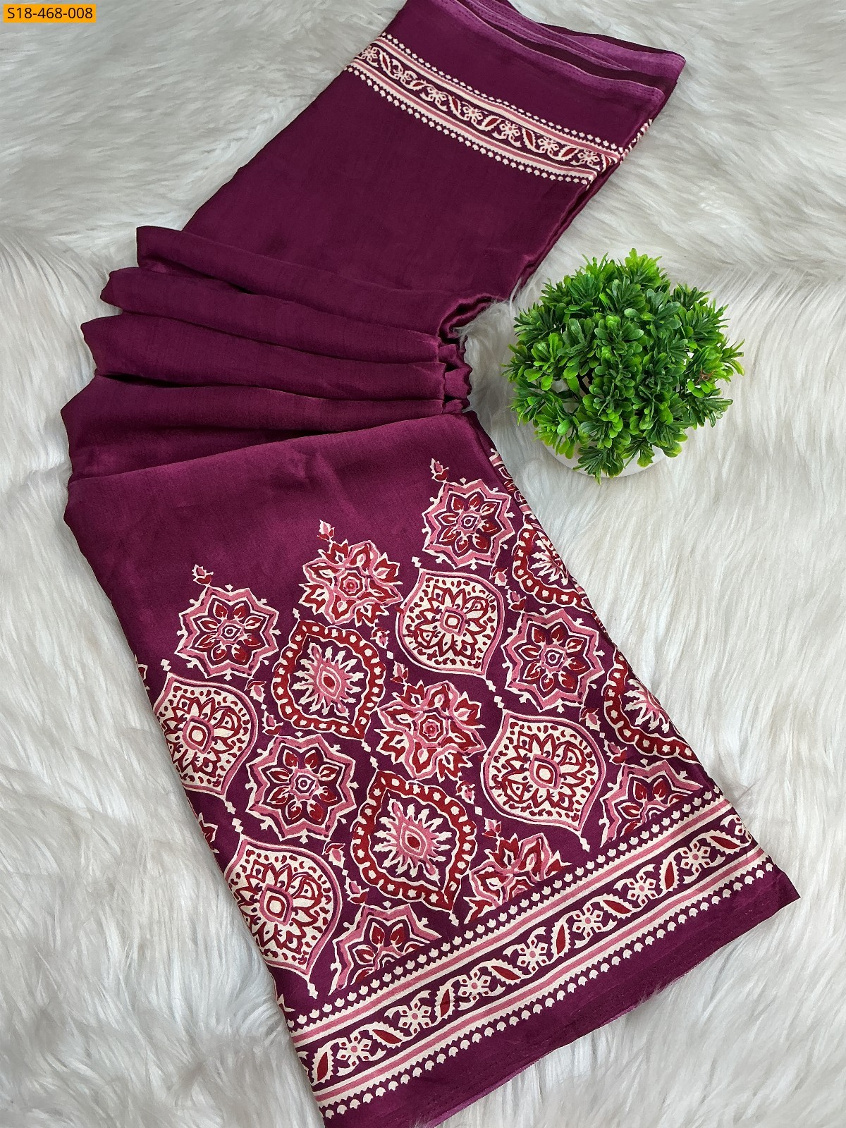 Purple Fancy satin silk saree