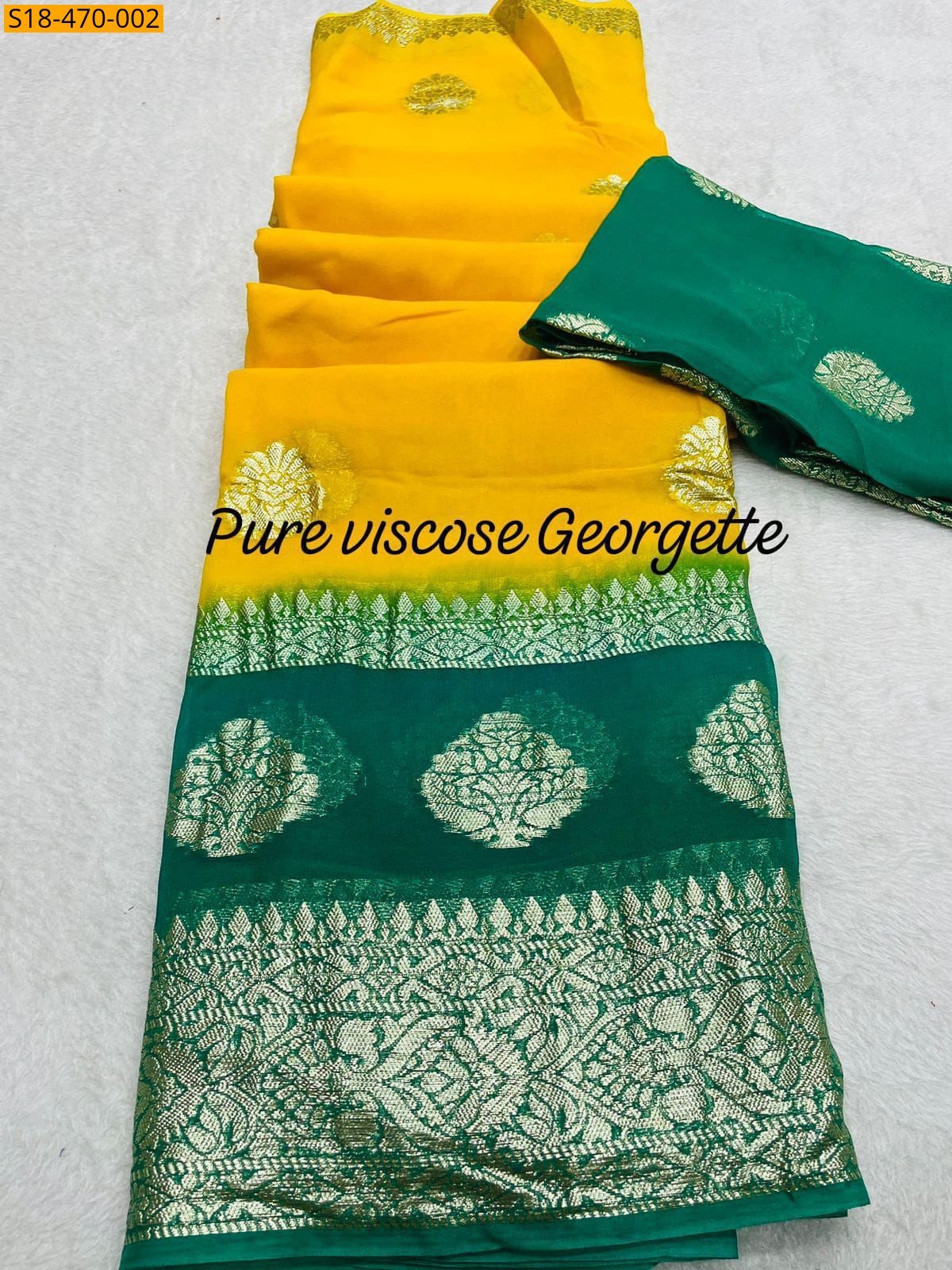 Yellow Fancy 2D Viscose Georgette Saree
