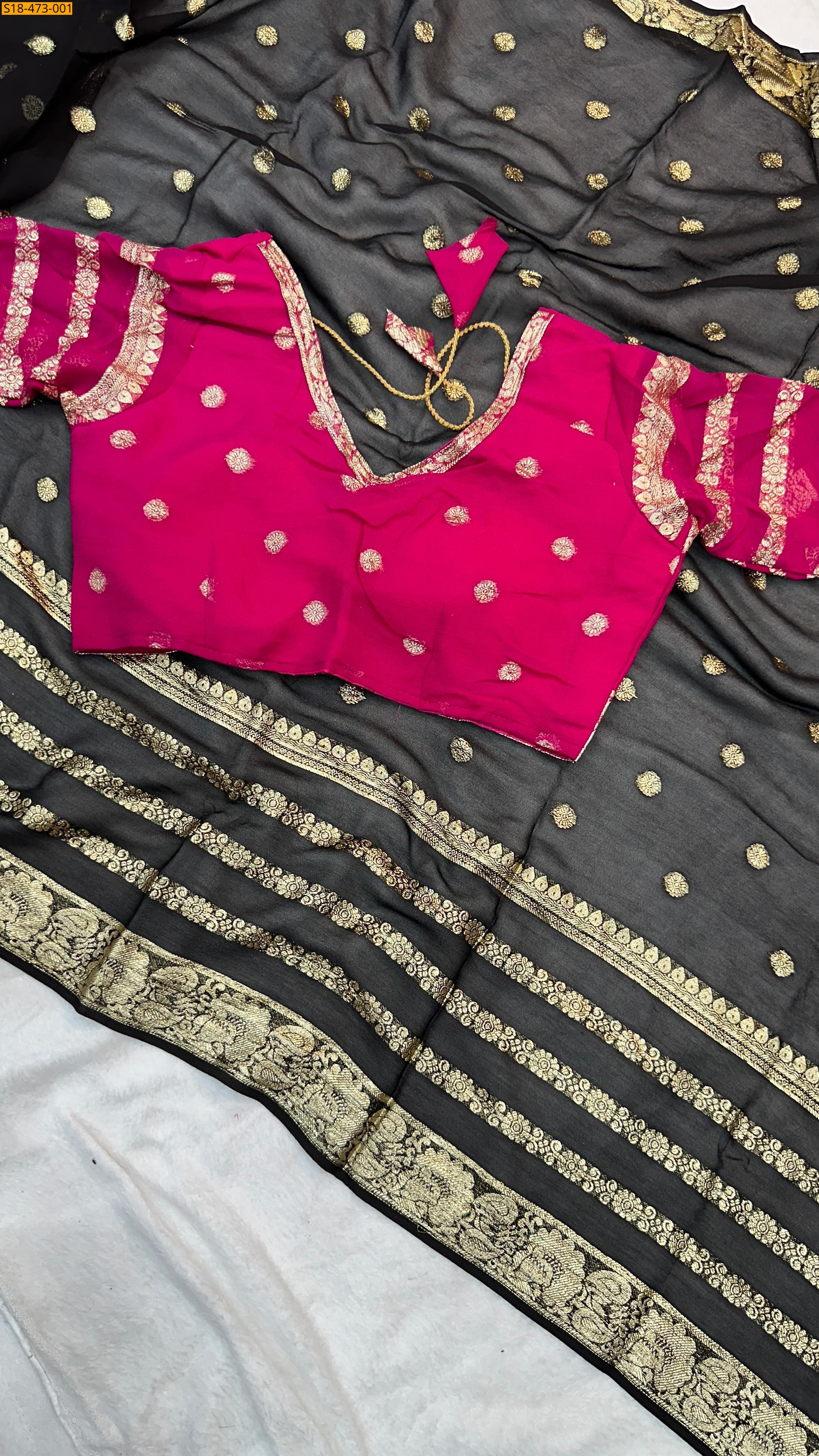 Black Fancy Viscose Georgette Saree