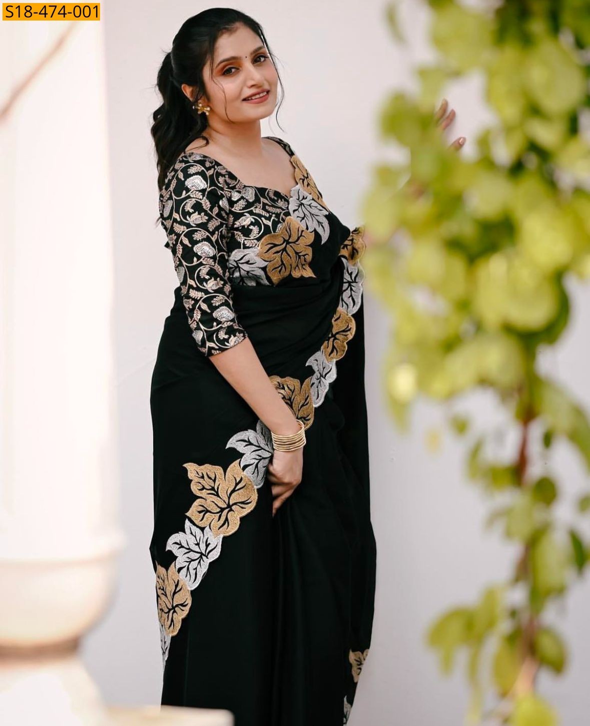 Black Fancy Soft Georgette Saree