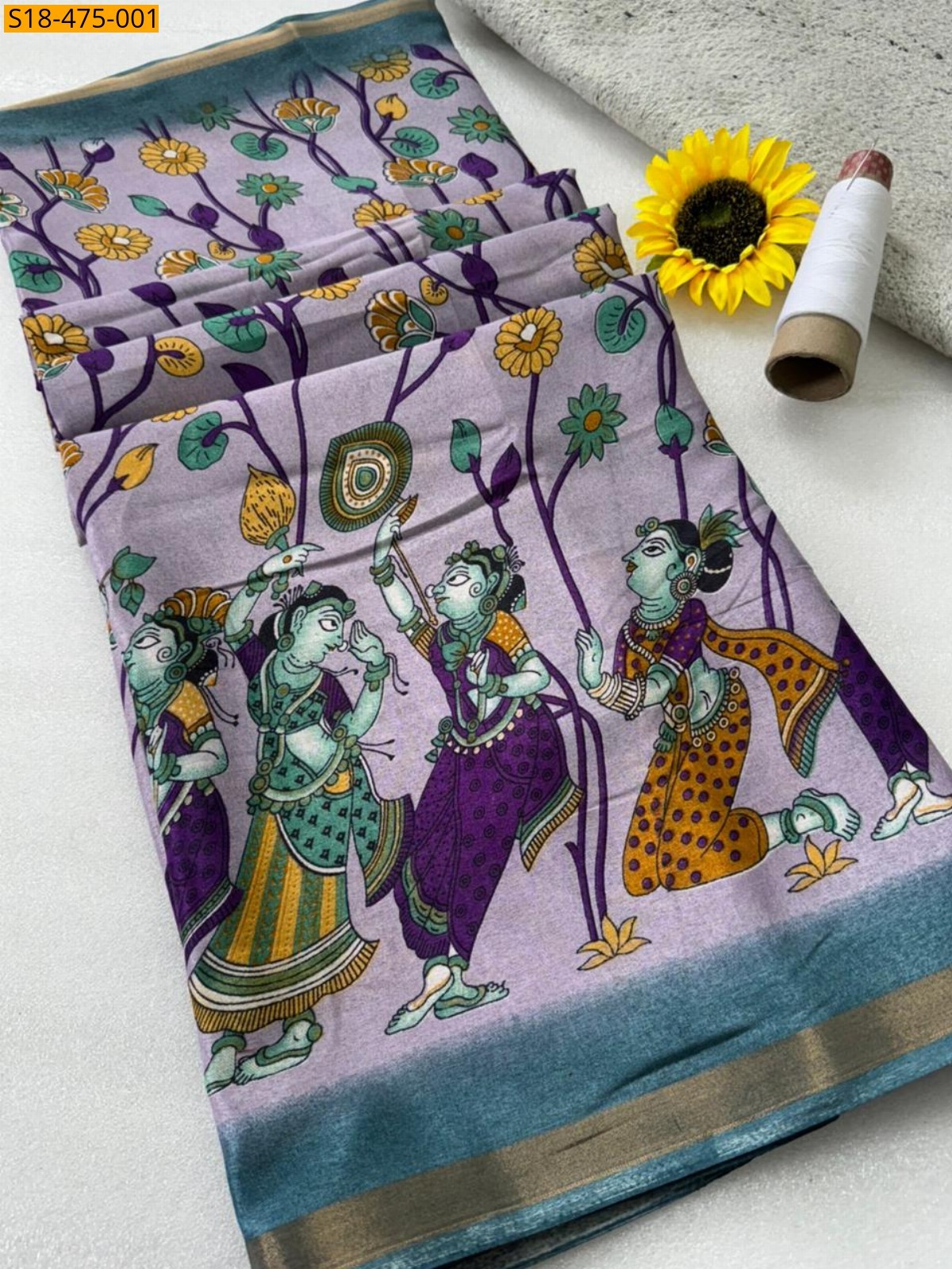 Lavender Fancy Mul Mul Cotton Saree