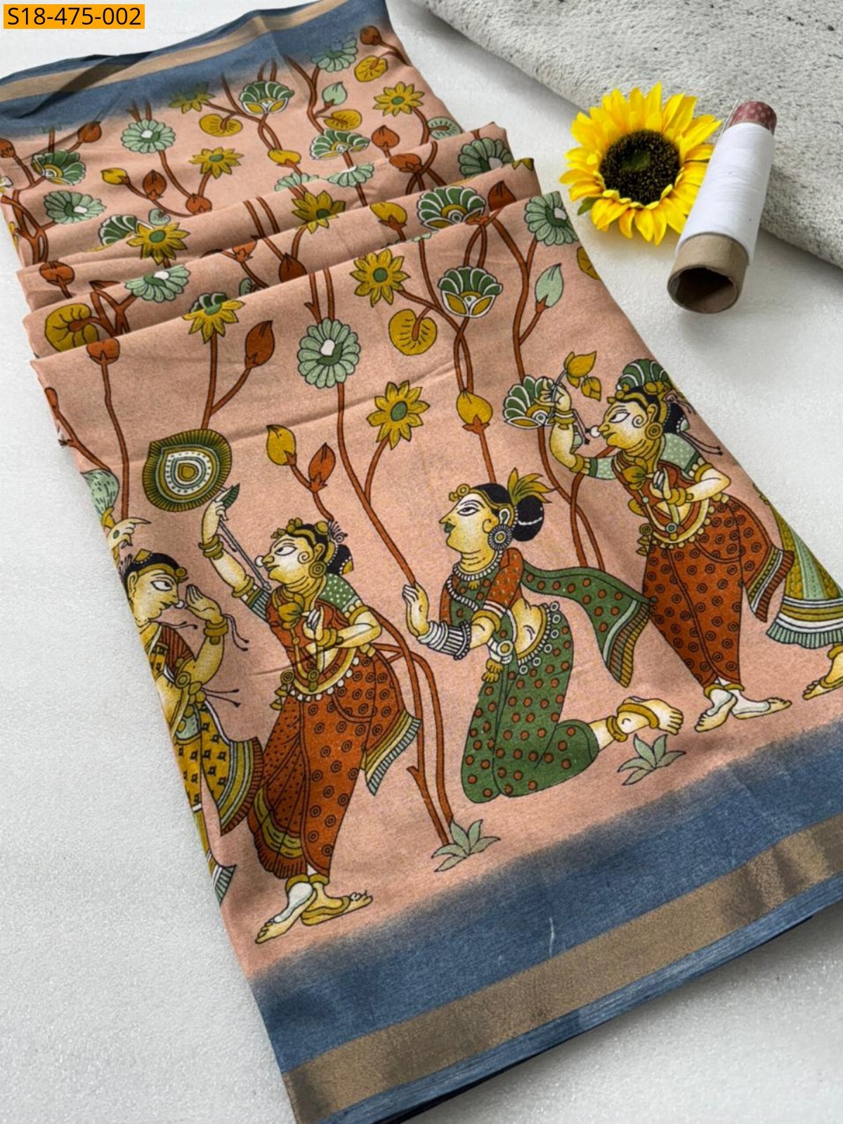 Peach Fancy Mul Mul Cotton Saree