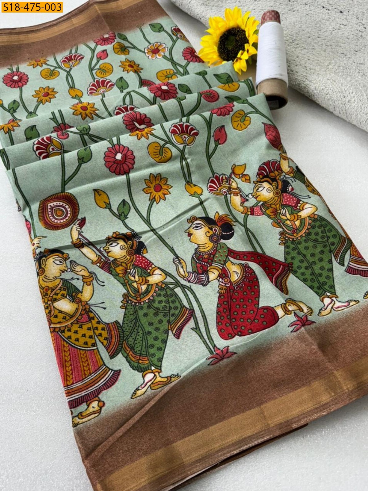 Green Fancy Mul Mul Cotton Saree