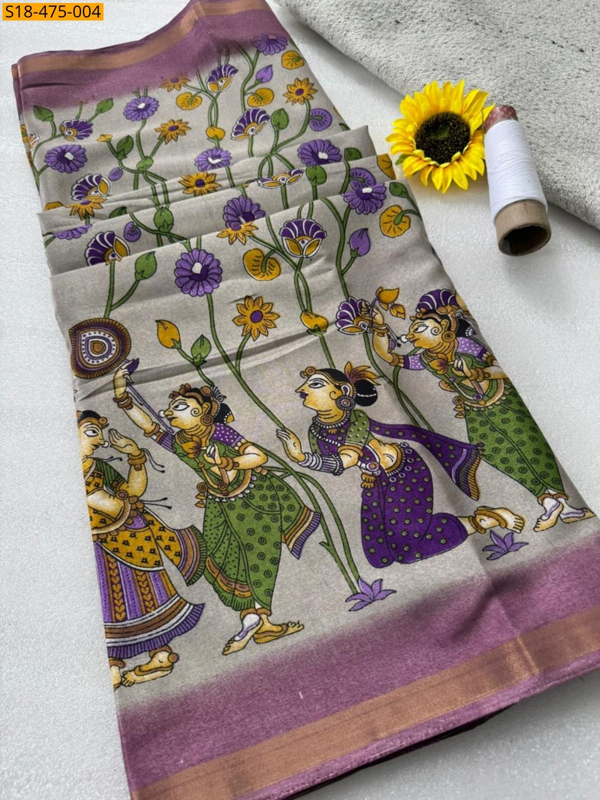 Gray Fancy Mul Mul Cotton Saree