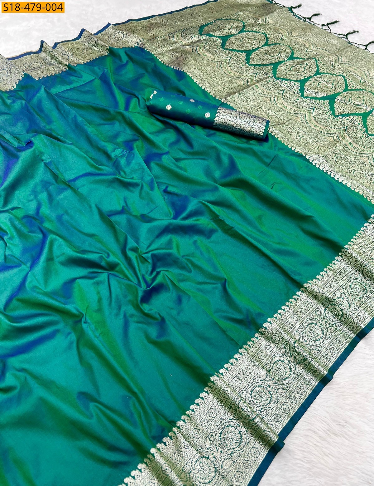 Peacock green Fancy Viscose Georgette Sarees