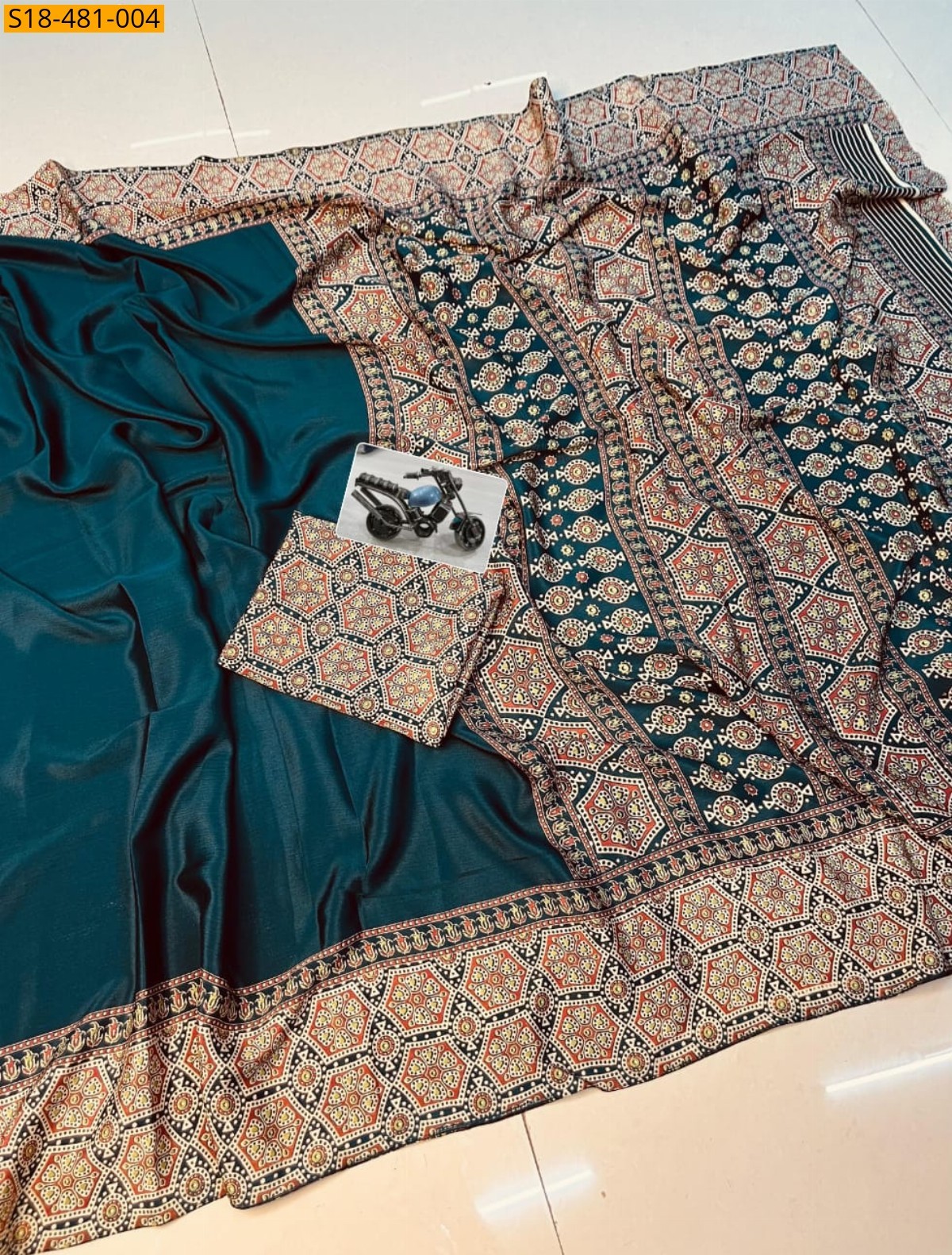 Peacock green Fancy Gajji Silk Saree