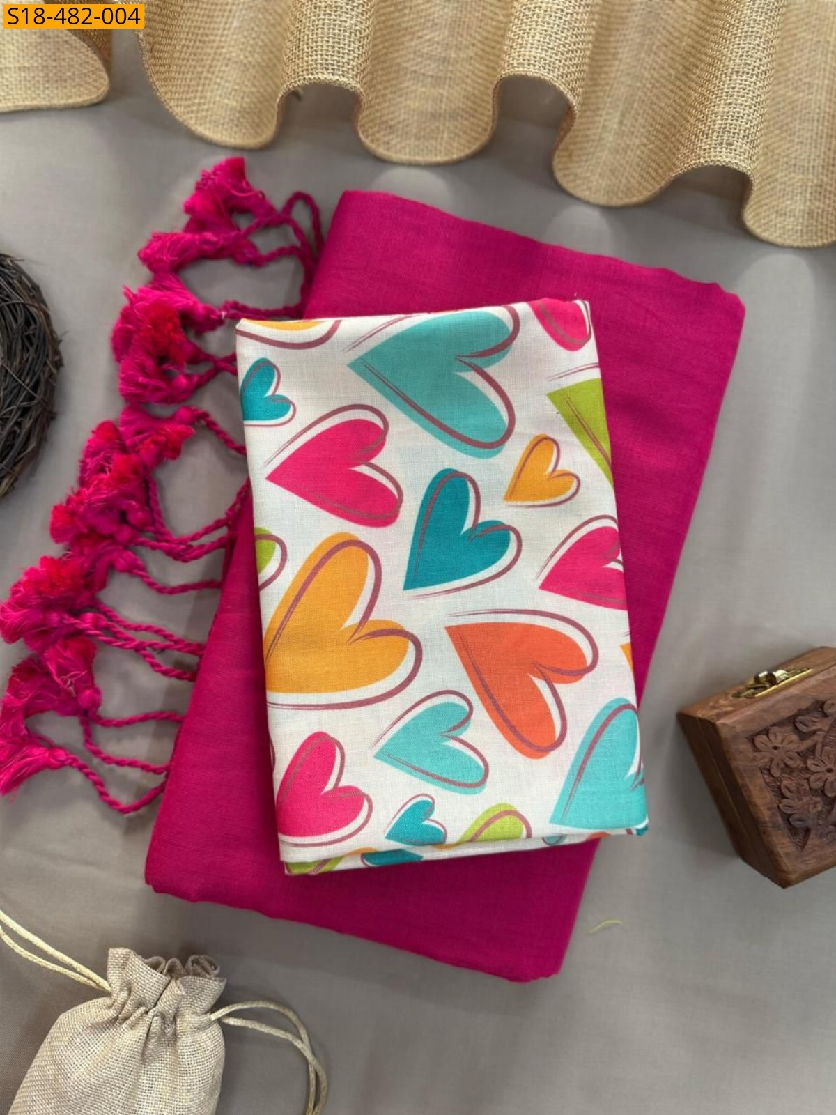 Pink Fancy Khadi cotton Saree