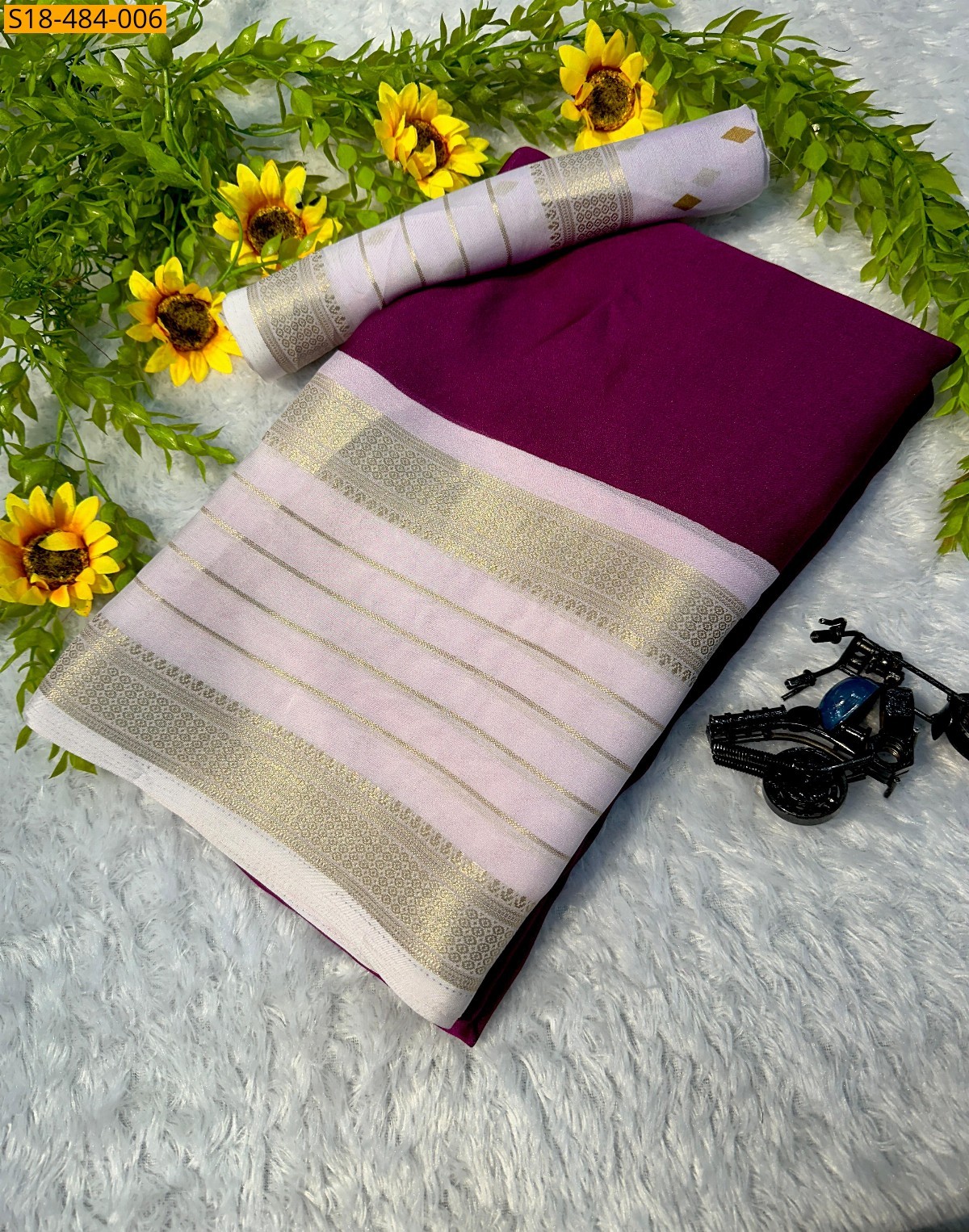 Magenta Fancy Mysore Silk Saree