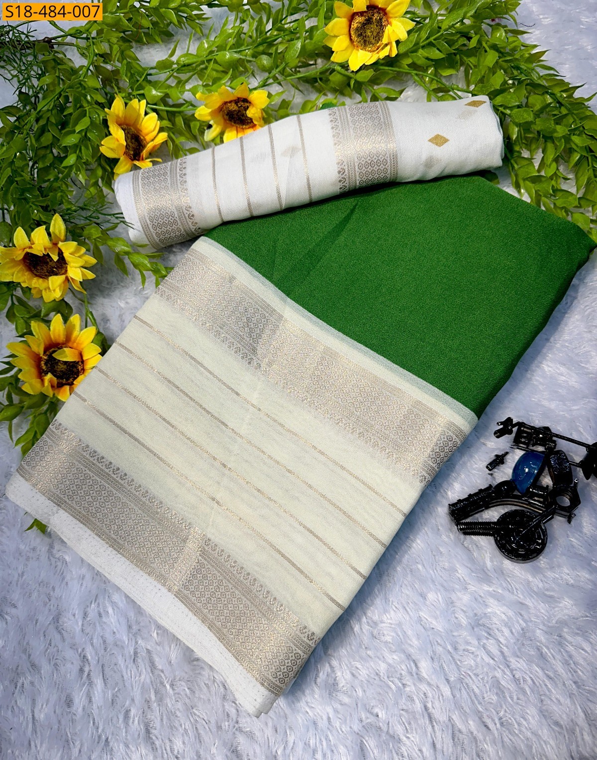 Green Fancy Mysore Silk Saree