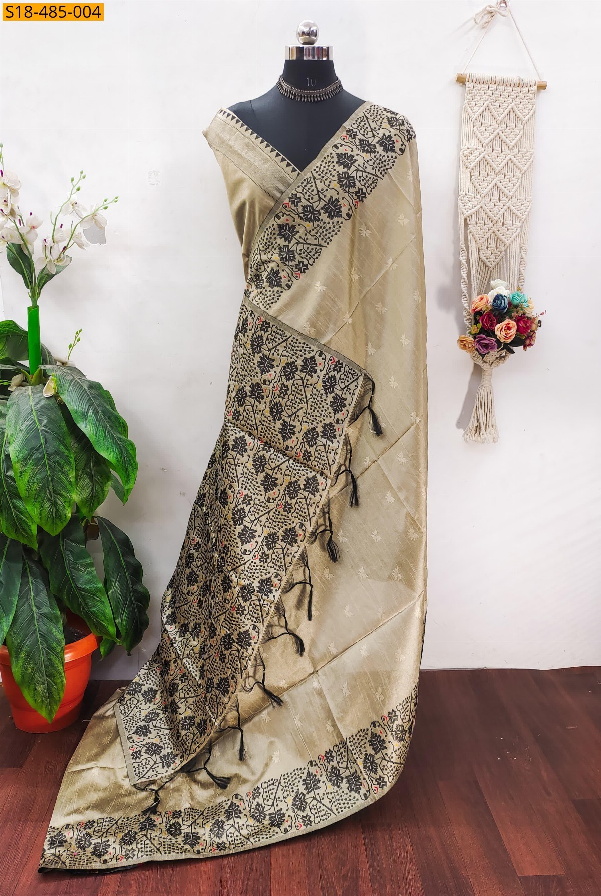 Half white Fancy Banglori raw silk Saree