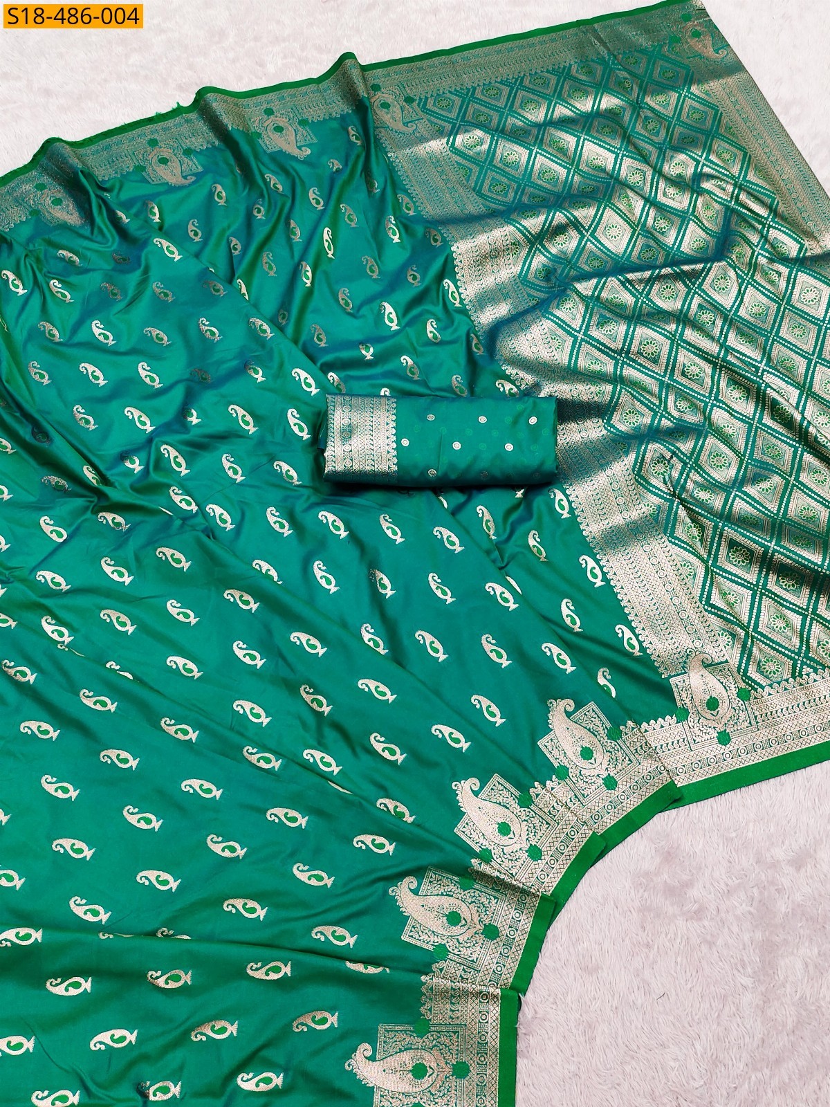 Peacock Green Fancy banarasi silk  Saree