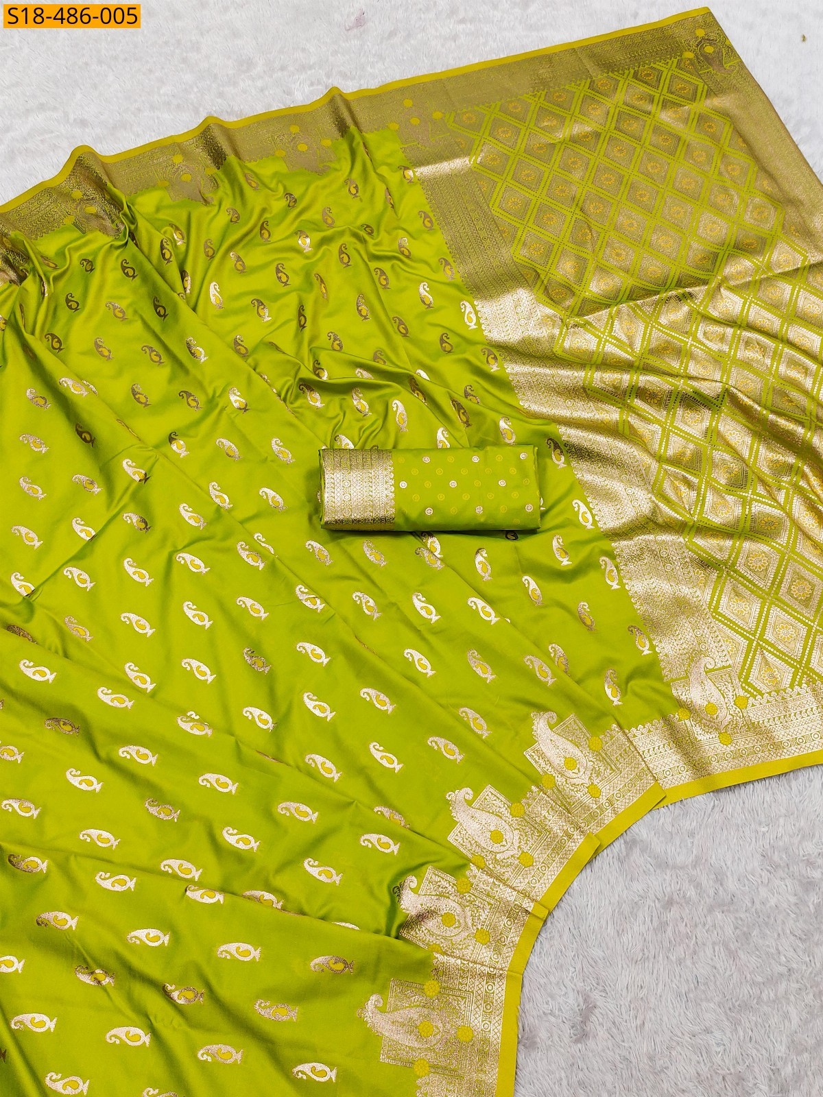 Parrot green Fancy banarasi silk  Saree
