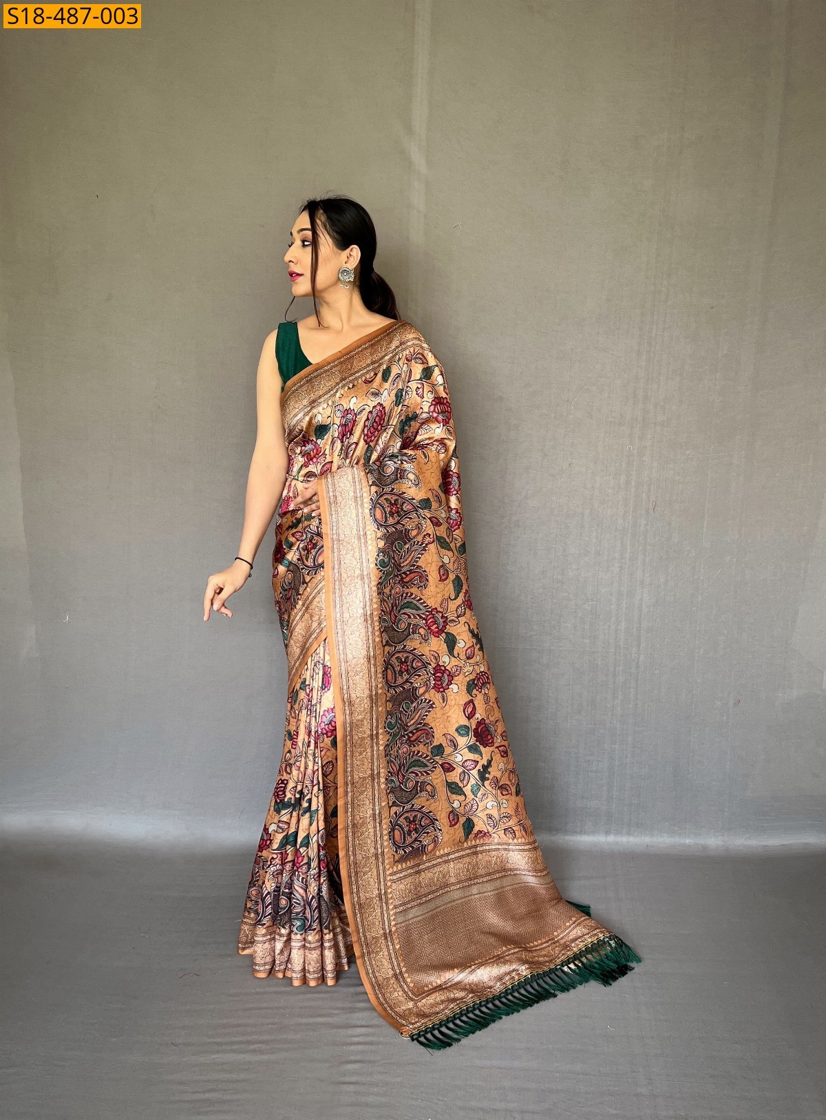 Sandal Fancy Soft silk  Saree