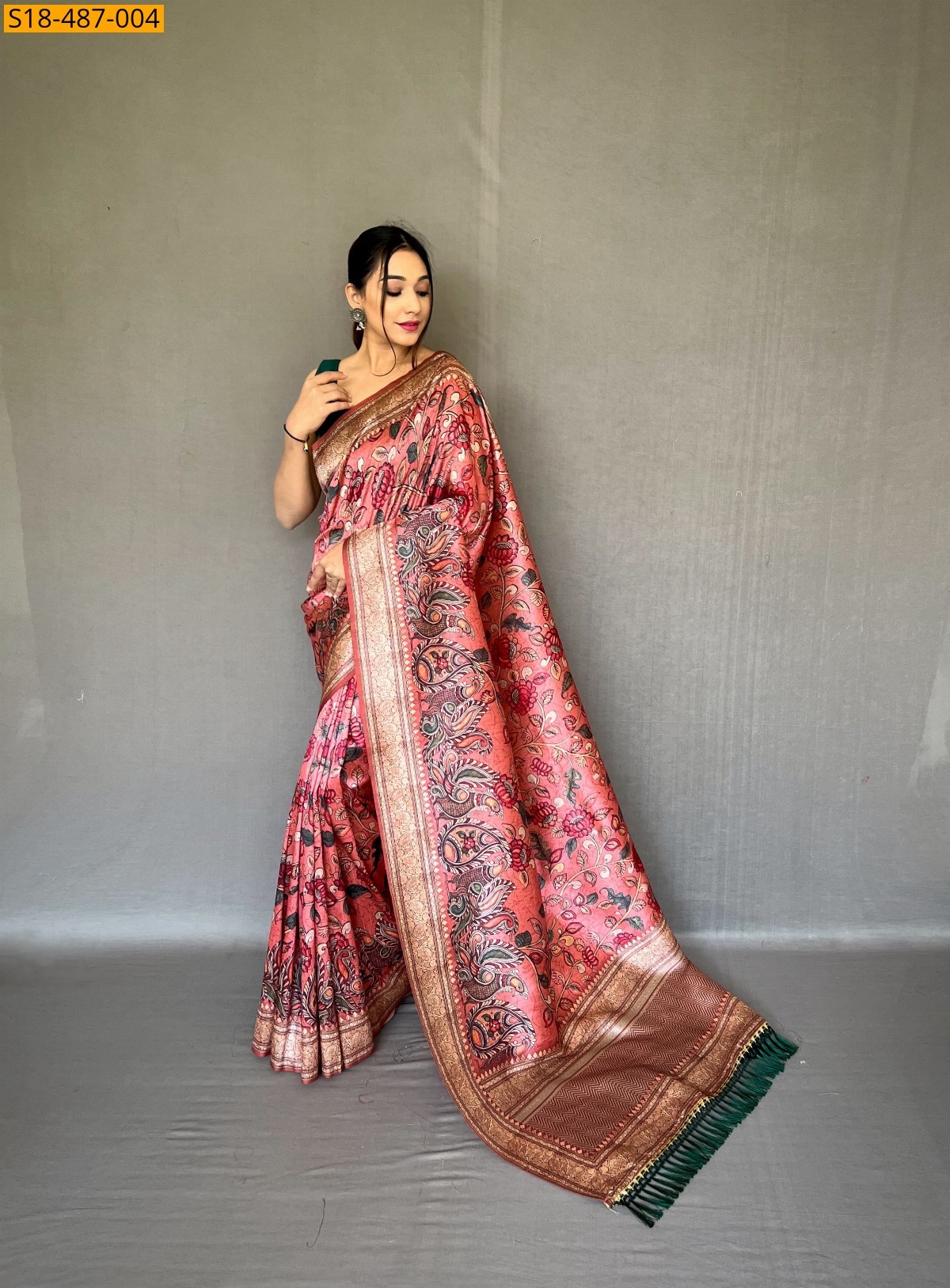 Peach Fancy Soft silk  Saree